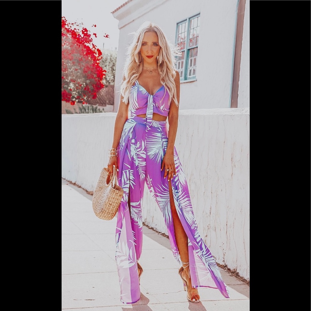 Palm print top and pant set